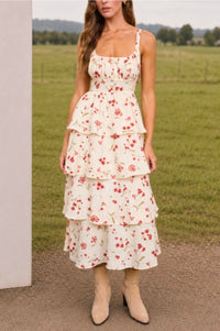 FLORAL RUFFLE MIDI DRESS