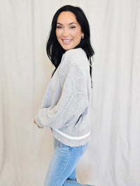KNIT SLEEVE SWEATSHIRT