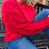 CABLE SLEEVE RELAXED SWEATER