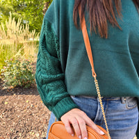 CABLE SLEEVE RELAXED SWEATER