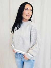KNIT SLEEVE SWEATSHIRT