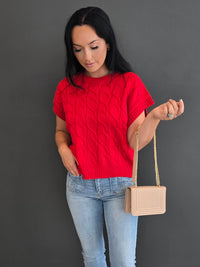KNIT CAP SLEEVE SWEATER