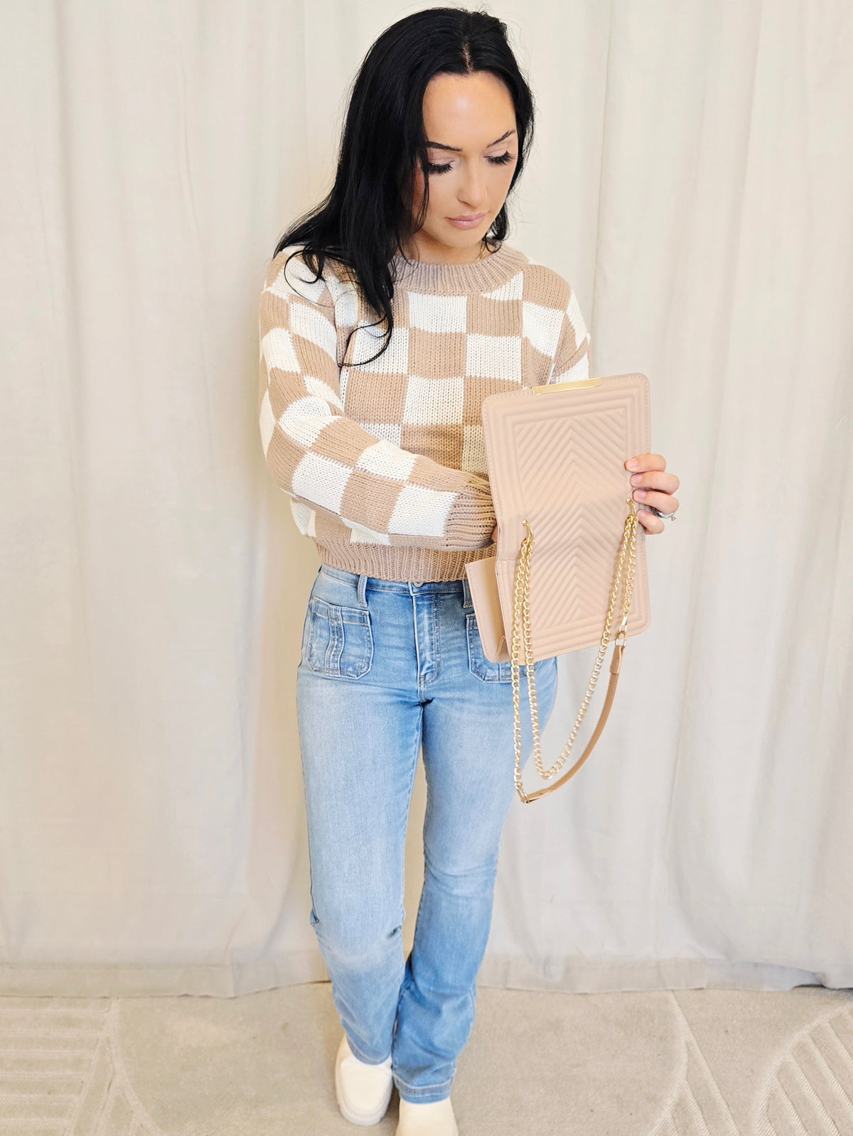 CHECKERED SWEATER TOP