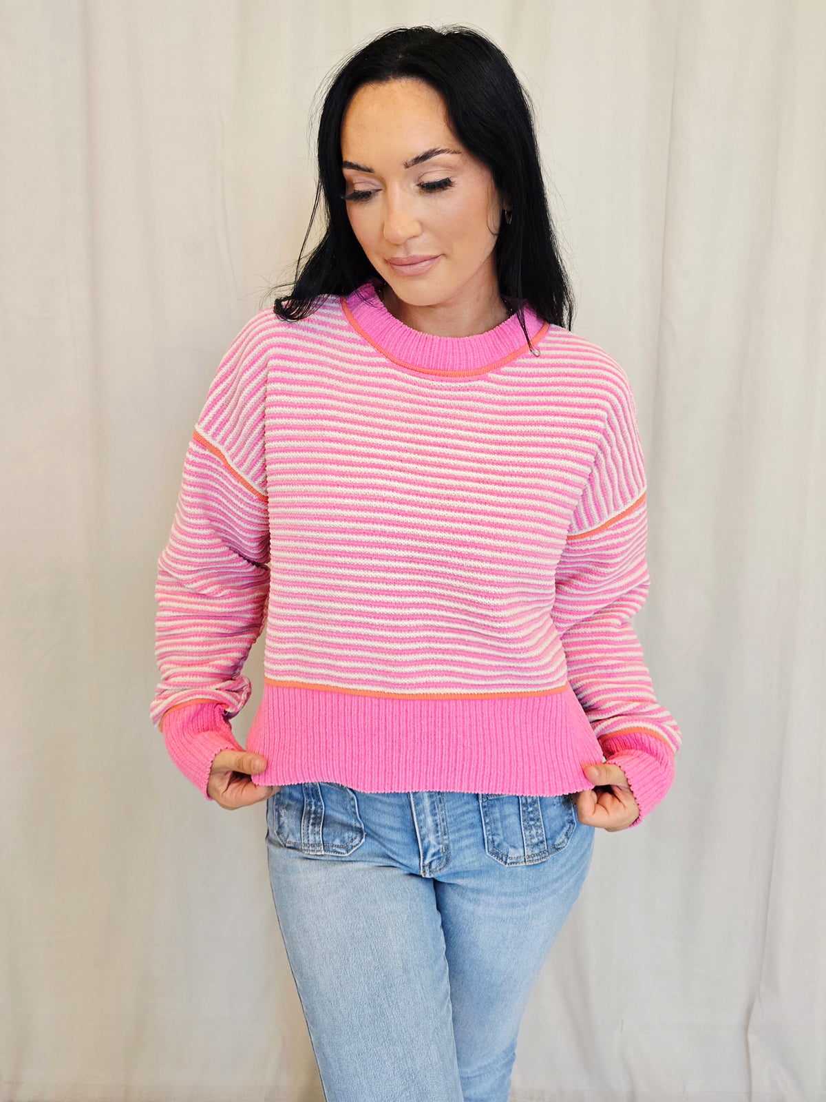 STRIPE CONTRAST SWEATER