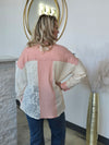 RIBBED KNIT AND LACE SHACKET