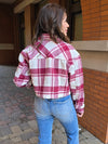 PLAID CROP BUTTON DOWN JACKET
