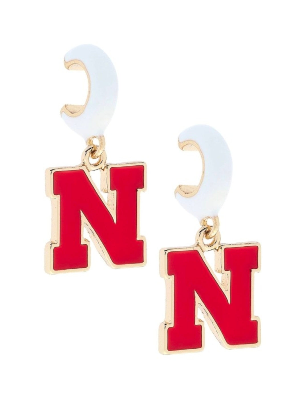 NEBRASKA HUGGIE HOOP EARRINGS