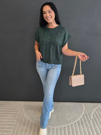KNIT CAP SLEEVE SWEATER