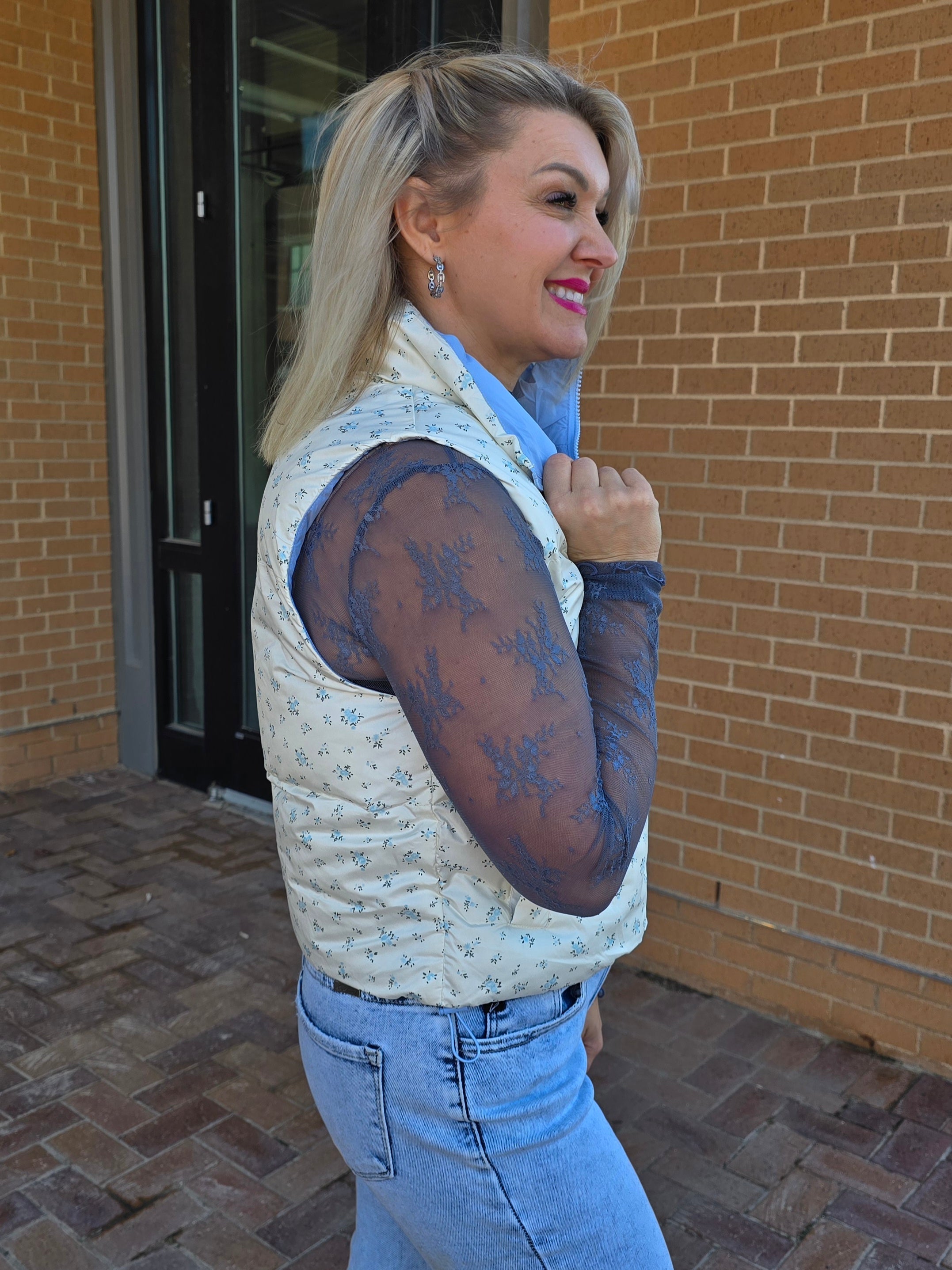 FLORAL PUFFER VEST