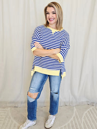 STRIPED CROP TEE WITH TRIM