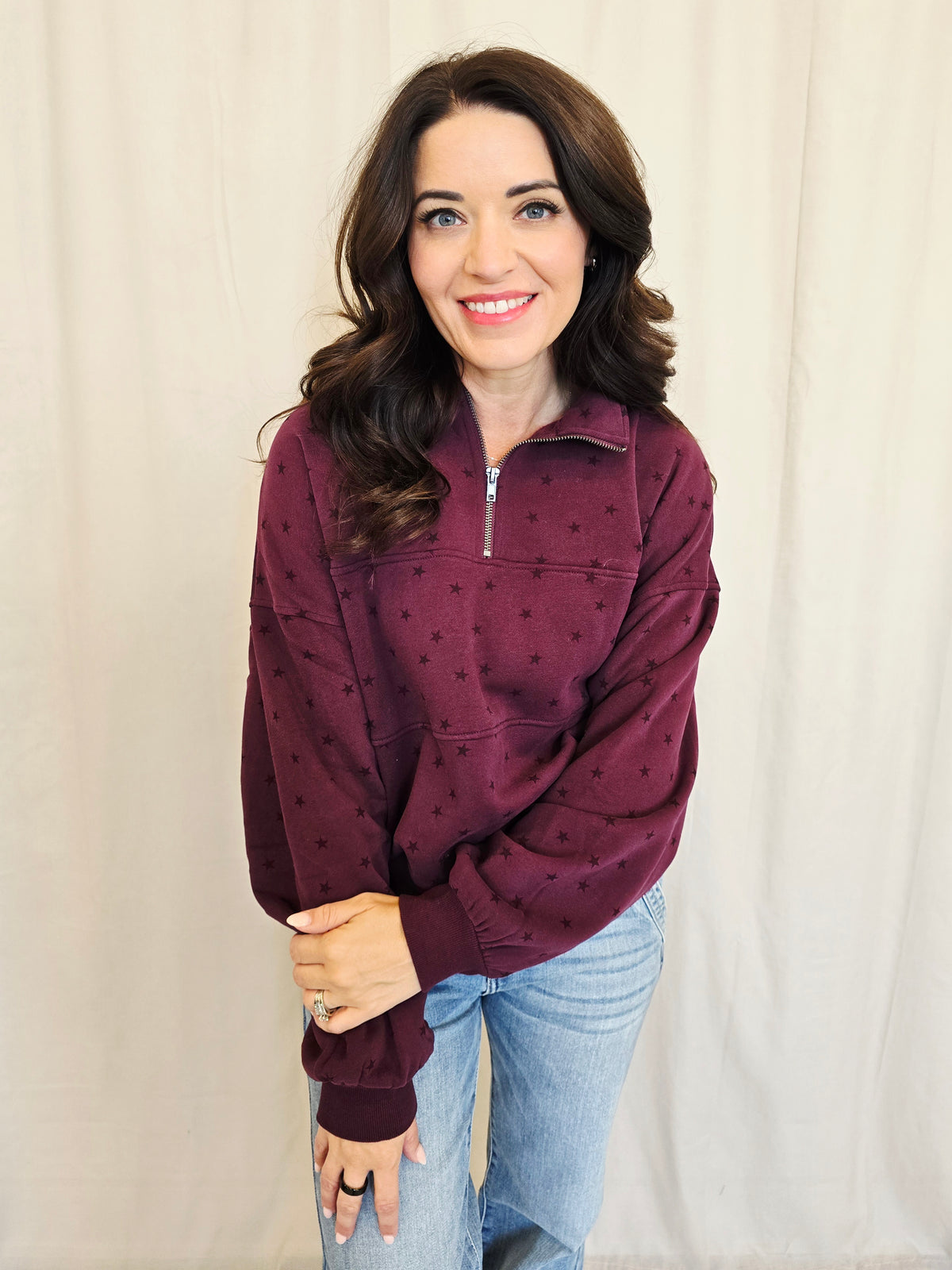 STAR HALF ZIP SWEATSHIRT