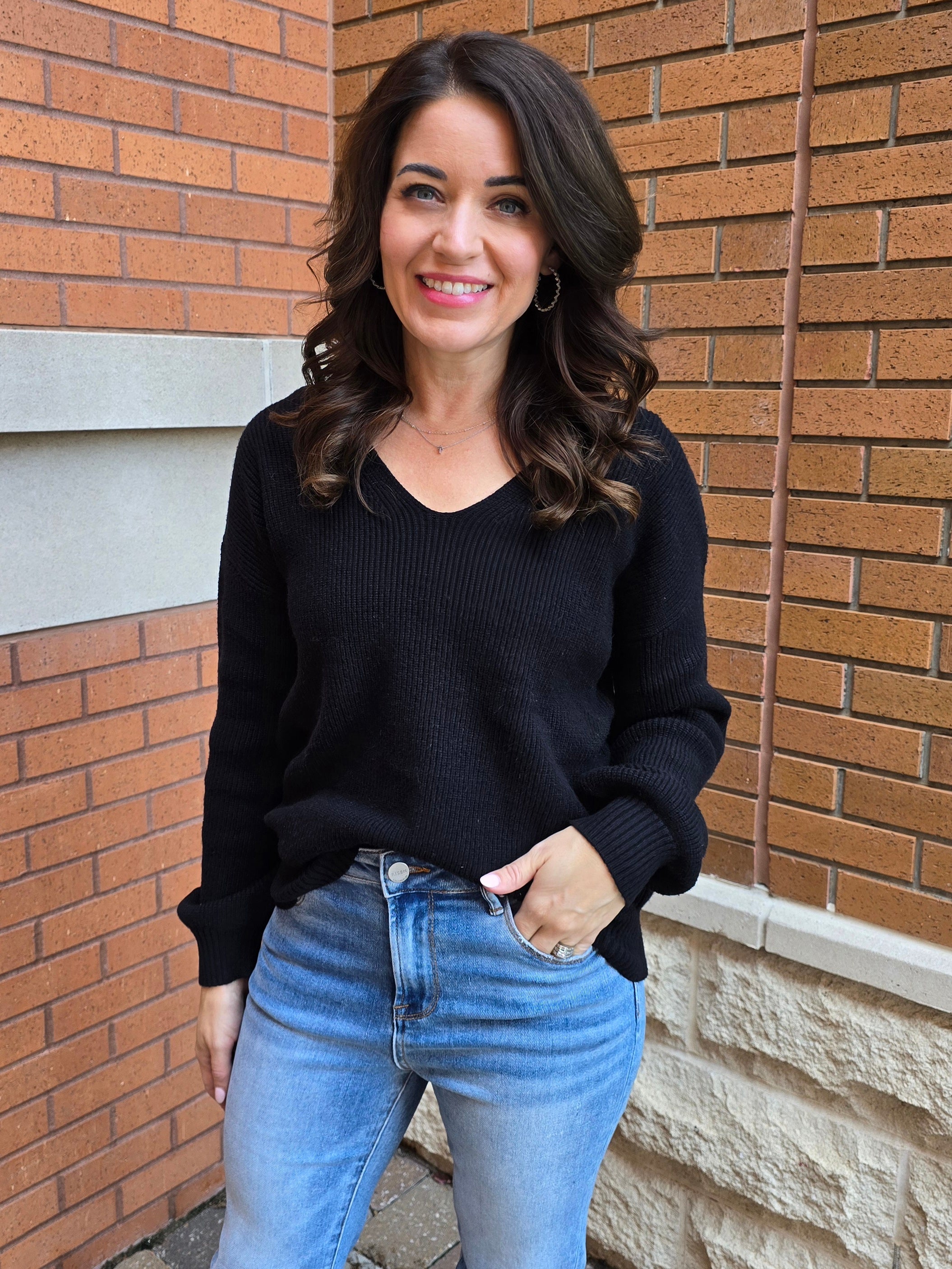 MESH BACK BOW TIE SWEATER
