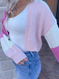 COLOR BLOCK OPEN CARDIGAN