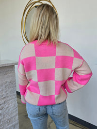 CHECKERED KNIT SWEATER