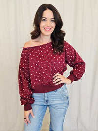 OFF SHOULDER POLKA DOT SWEATER