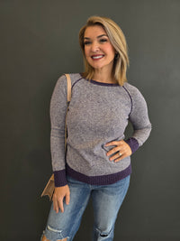 TRIMMED PINSTRIPE SWEATER