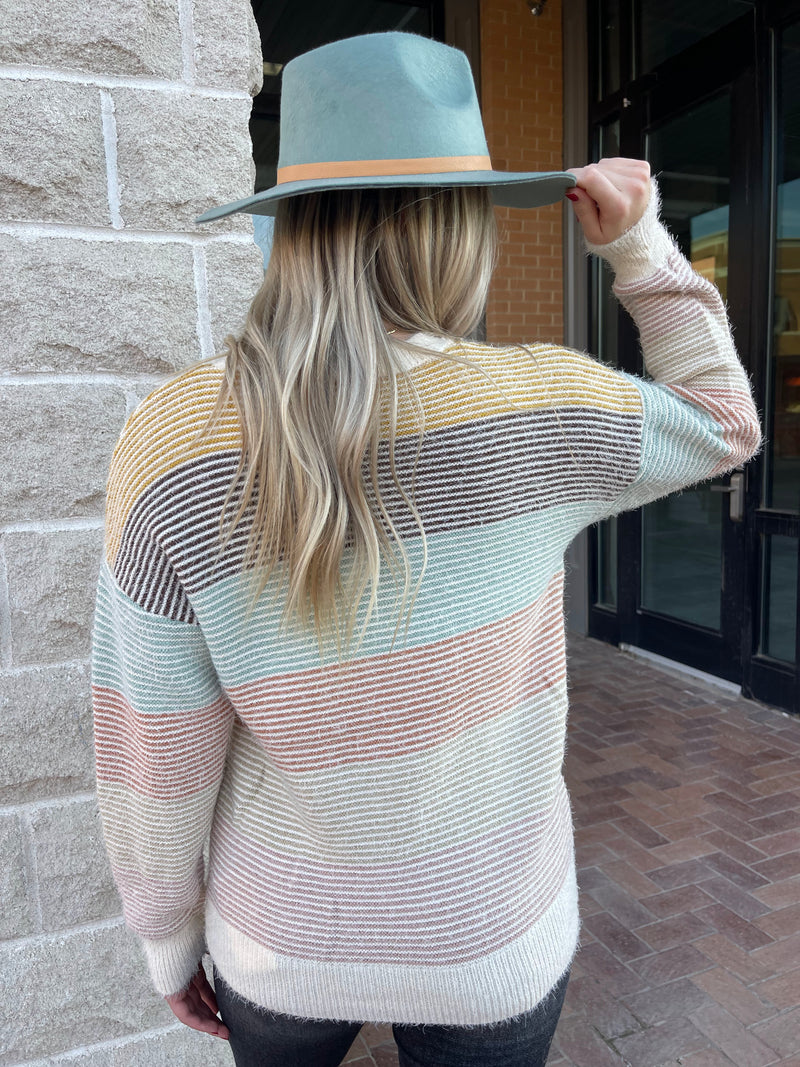 MULTI COLOR STRIPE SWEATER