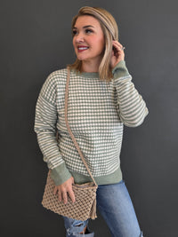 CHECKERED STRIPE SWEATER