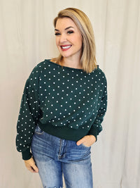 OFF SHOULDER POLKA DOT SWEATER