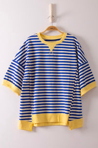 STRIPED CROP TEE WITH TRIM