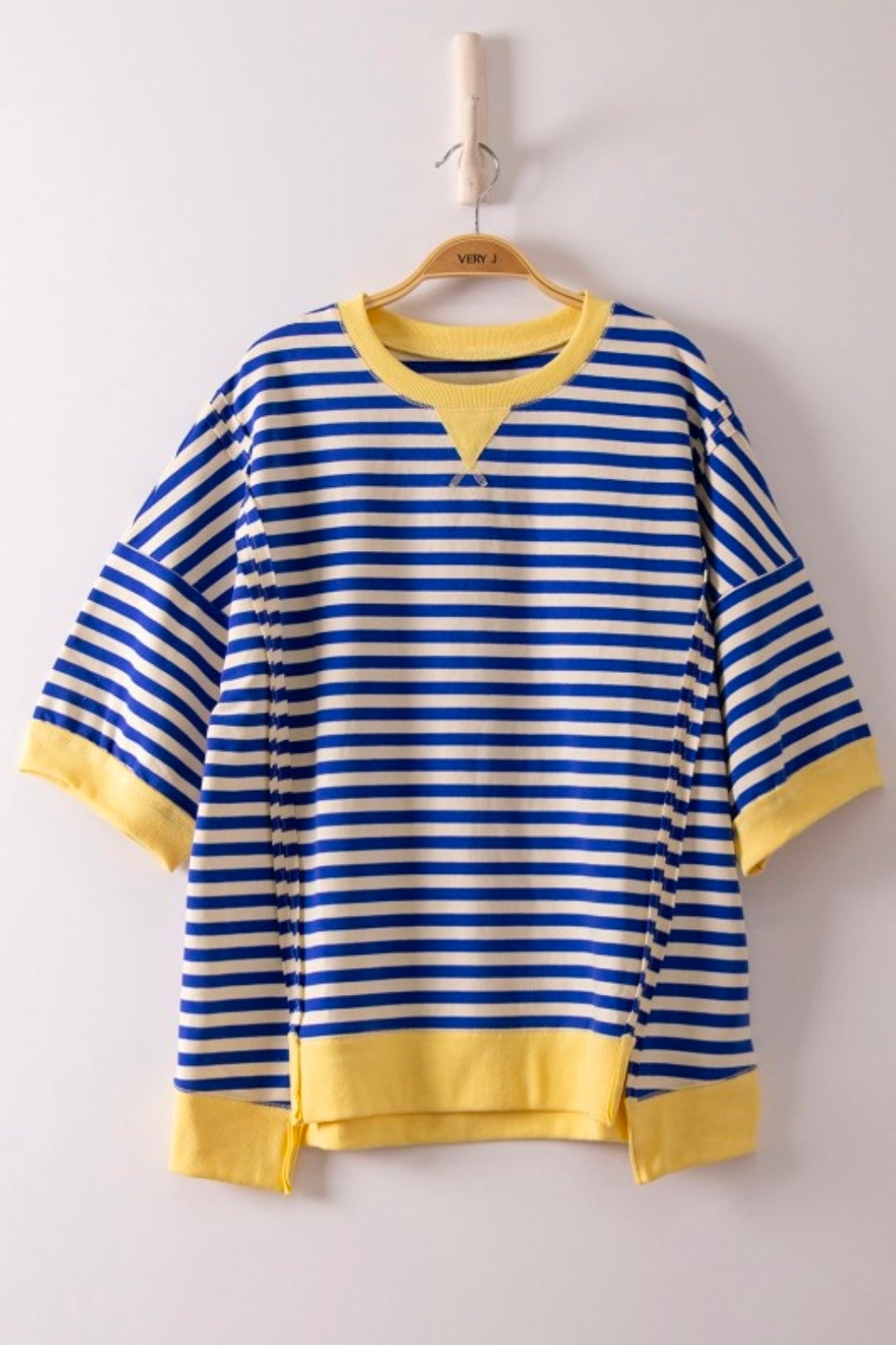 STRIPED CROP TEE WITH TRIM