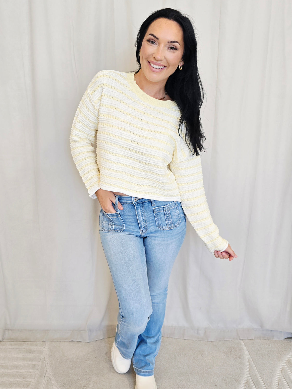 STRIPE CROPPED KNIT TOP