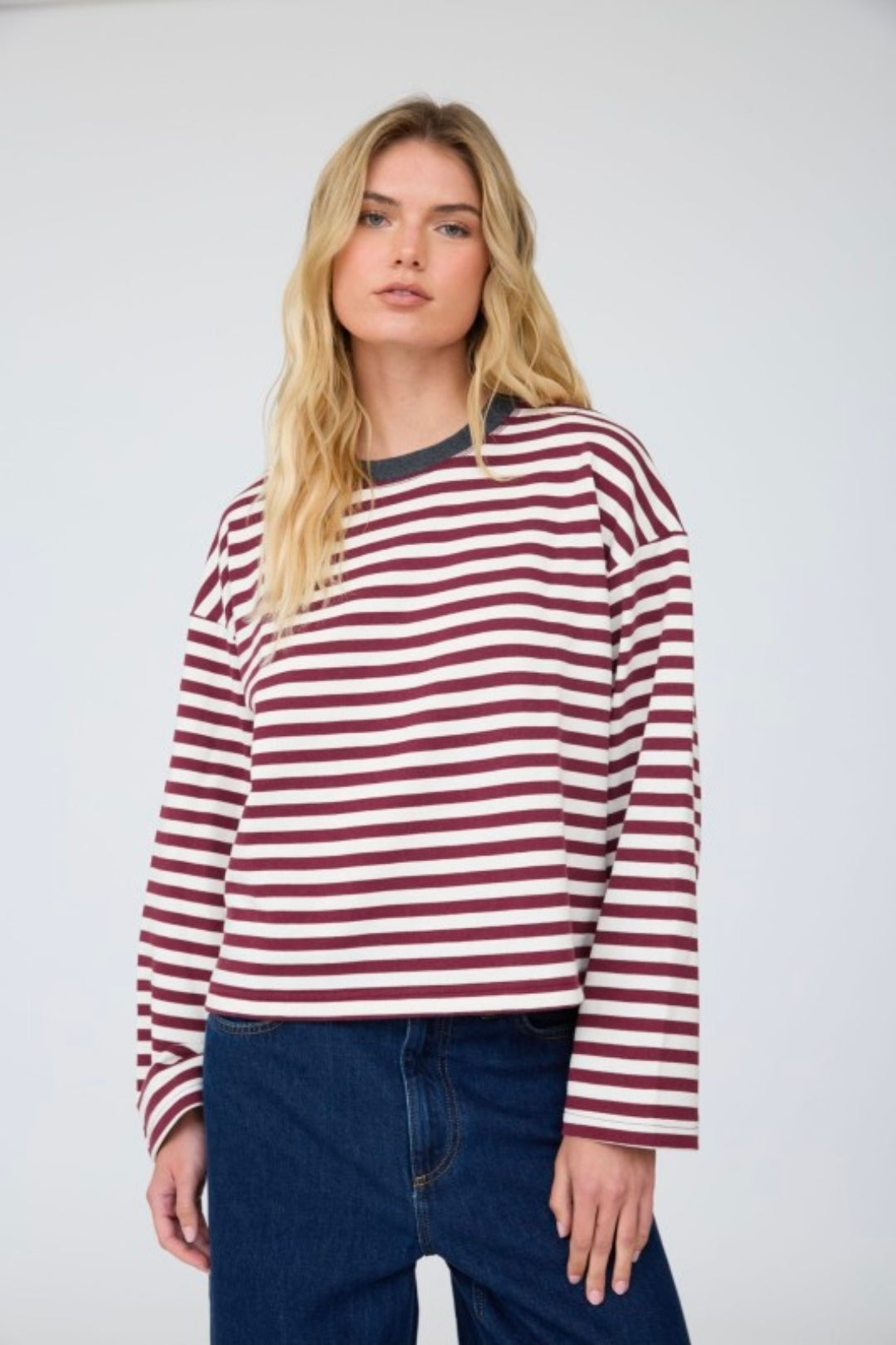 LONG SLEEVE BOXY KNIT TOP