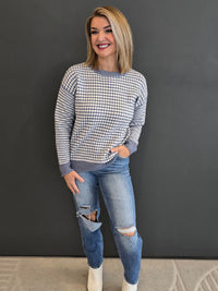 CHECKERED STRIPE SWEATER