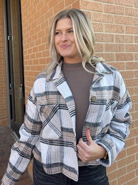 PLAID PRINT BUTTON DOWN JACKET