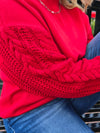 CABLE SLEEVE RELAXED SWEATER