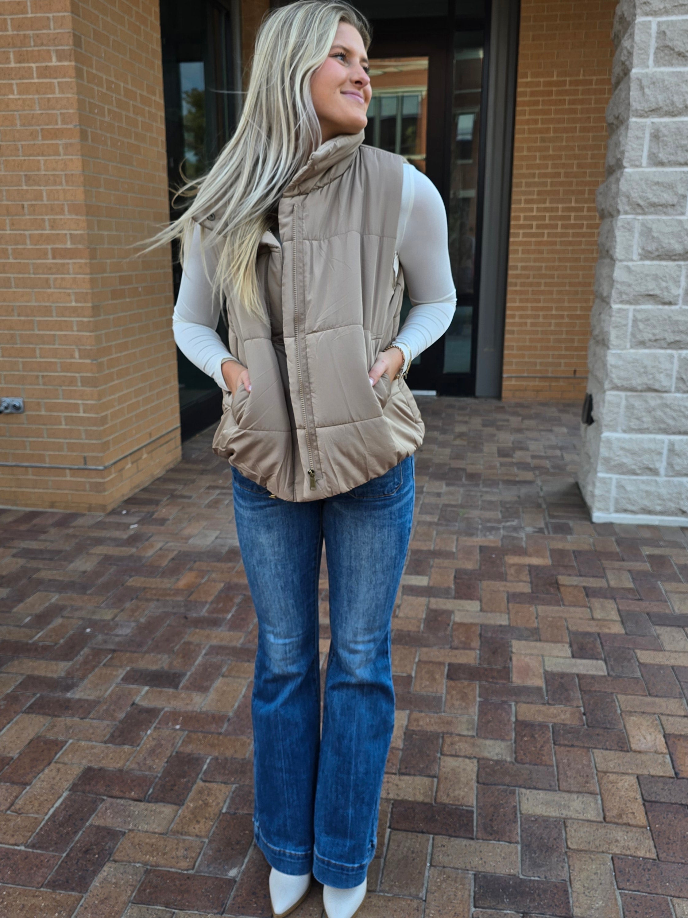 SOLID ZIP UP PUFFER VEST