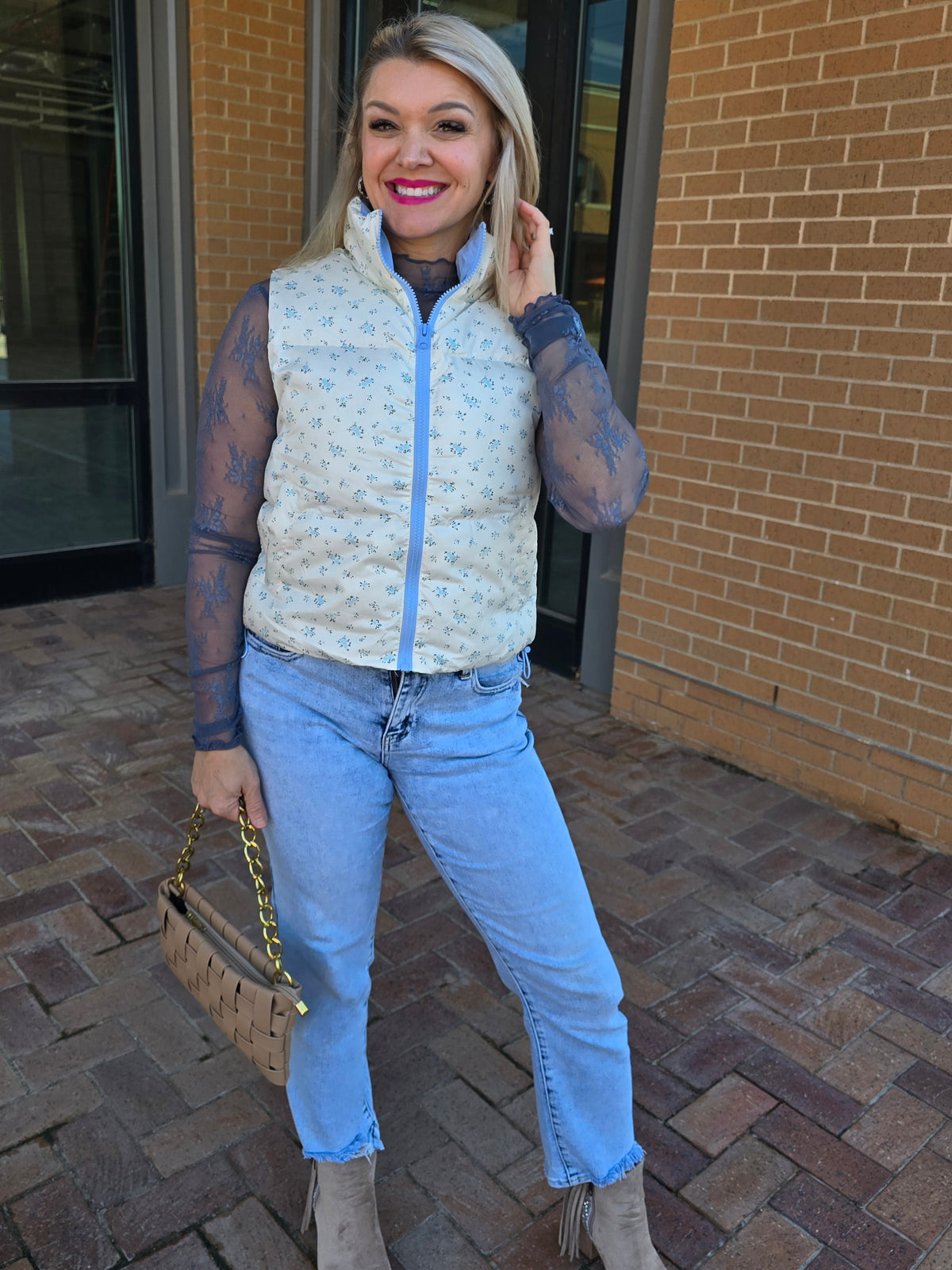 FLORAL PUFFER VEST