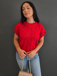 KNIT CAP SLEEVE SWEATER