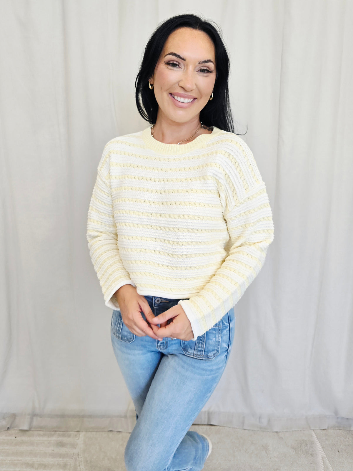 STRIPE CROPPED KNIT TOP
