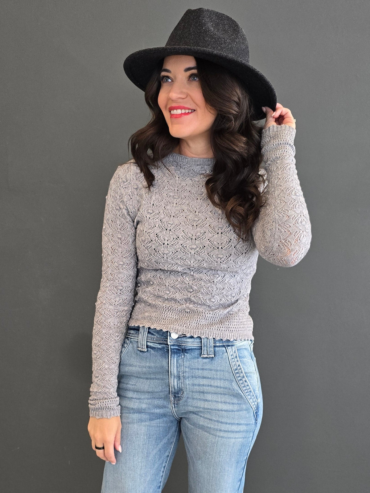 CROCHET HEM SWEATER