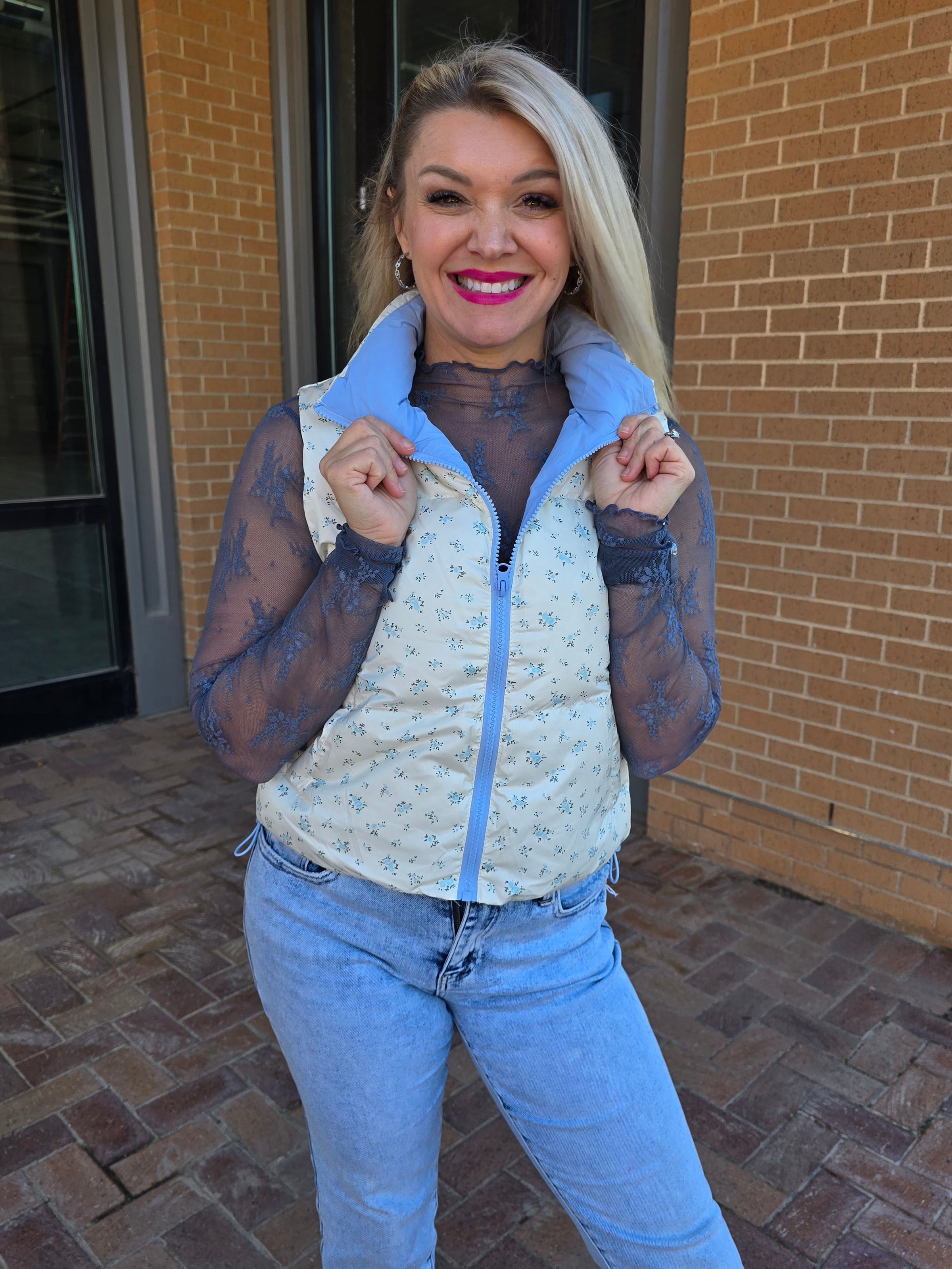 FLORAL PUFFER VEST