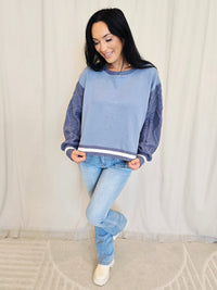 KNIT SLEEVE SWEATSHIRT