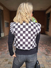 CHECKERED CROPPED PUFFER VEST