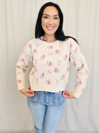 FLORAL CREW NECK SWEATER