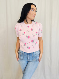 FLORAL PUFF SLEEVE SWEATER
