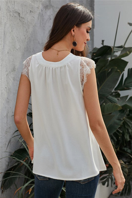 WHITE REVERSIBLE LACE TOP