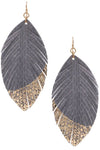 GOLD DIPPED FAUX FEATHER EARRINGS