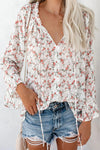 FLORAL DRAWSTRING LONG SLEEVE WITH BELL SLEEVES