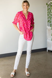 VNECKLINE BLOUSE WITH BUBBLE SLEEVES