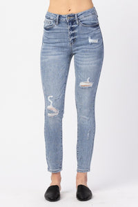 HIGH RISE DESTROYED SKINNY JEANS