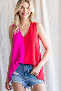 HOT PINK AND RED HALF AND HALF TANK