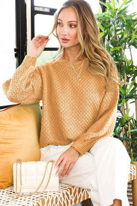CAMEL ROUND NECK KNITTED SWEATER