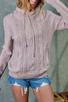 PINK KNITTED HOODIE WITH POCKETS