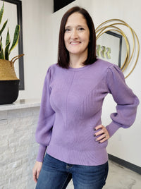 LAVENDER PUFF SLEEVE SWEATER