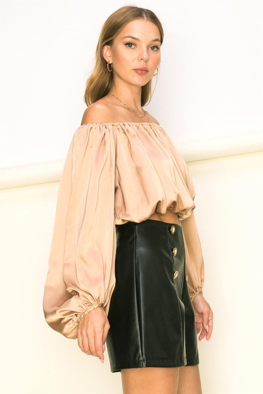 CHAMPAGNE OFF THE SHOULDER TOP